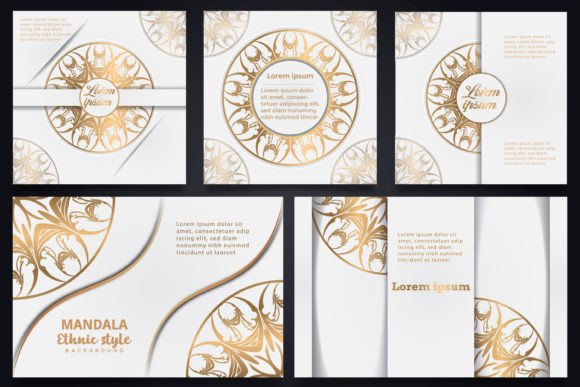 5 Set Mandala Background Invitation Card