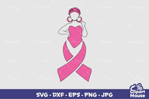 Breast Cancer Woman Pose 3 Design Assets