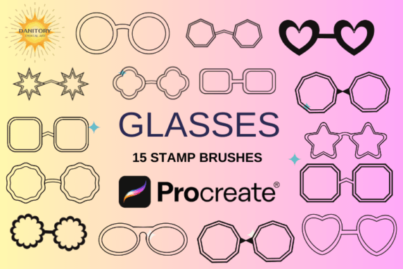 Mastering Digital Illustration with the 15 Glasses Stamp Brushes Procreate Set