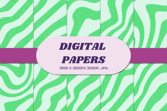 Retro Groovy Green 4 Digital Paper